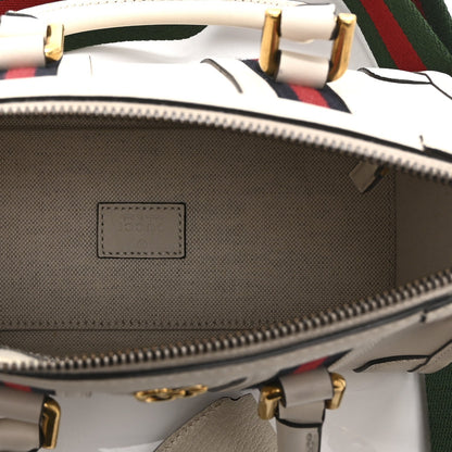 Koi Calfskin Web Mini Bauletto Duffle Top Handle Bag Mystic White
