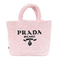 Yarn Raffia Effect Crochet Small Logo Tote Alabastro