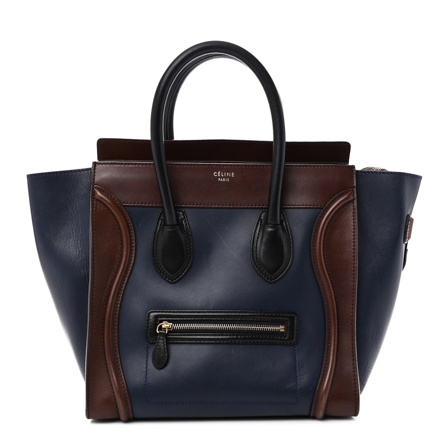 Smooth Calfskin Mini Tri-Color Luggage Navy