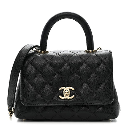 Caviar Quilted Extra Mini Coco Handle Flap Black