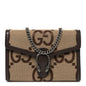Monogram Jumbo GG Textured Dollar Calfskin Mini Dionysus Chain Wallet Camel Ebony New Acero