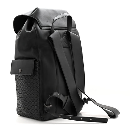 Calfskin Intrecciato Sassolungo Backpack Black Multicolor