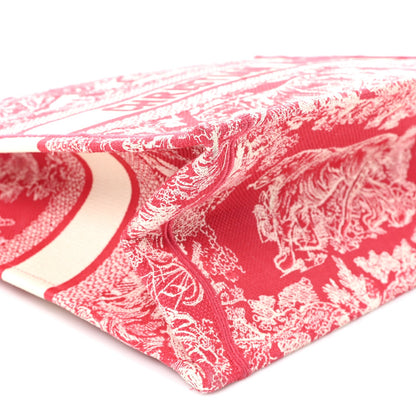 Canvas Embroidered Medium Dioriviera Toile De Jouy Book Tote Raspberry