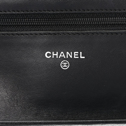 Lambskin Quilted Wallet On Chain WOC Black