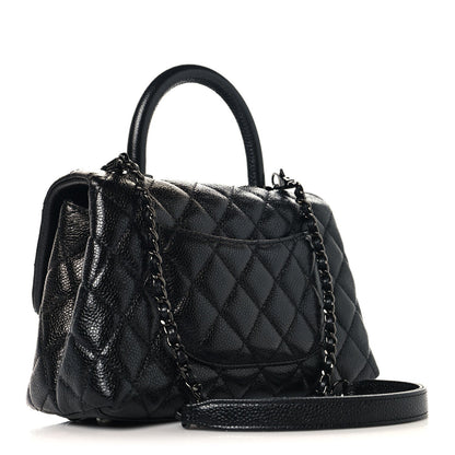 Caviar Quilted Mini Coco Handle Flap So Black
