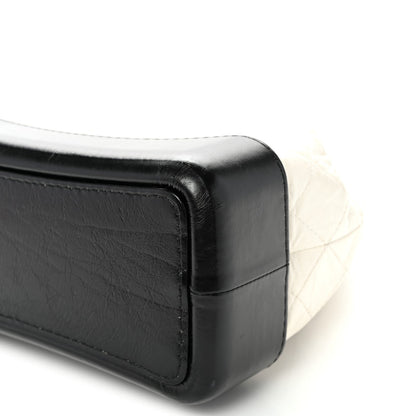 Aged Calfskin Quilted Gabrielle Backpack Black White