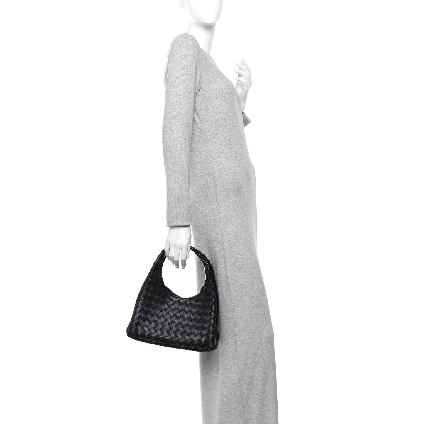 Nappa Intrecciato Small Campana Shoulder Bag Black