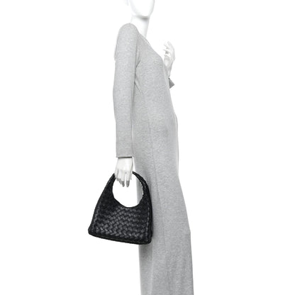 Nappa Intrecciato Small Campana Shoulder Bag Black