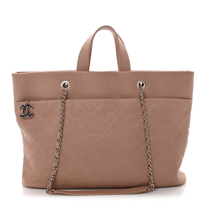 Caviar Quilted Shopping Tote Pink