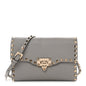 Pebbled Calfskin Medium Rockstud Flip Lock Crossbody Bag Pastel Grey