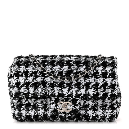 Sequin Houndstooth Small Flap Black White