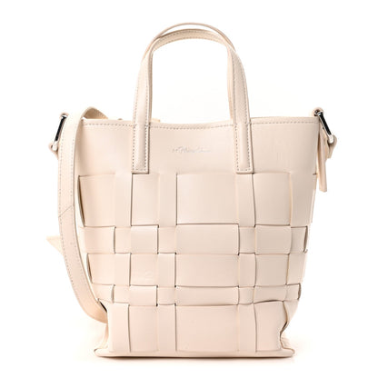 Smooth Calfskin Odita Mini Modern Lattice Bucket Bag Off White
