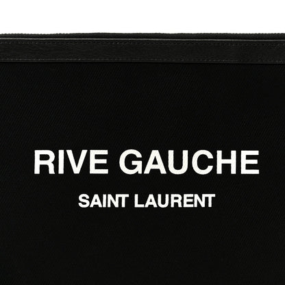 Linen Canvas Rive Gauche Zipped Pouch Black