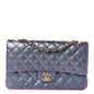 Iridescent Caviar Quilted Medium Double Flap Purple