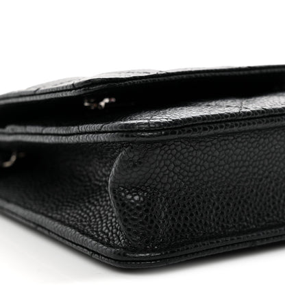 Caviar Quilted Wallet on Chain WOC Black