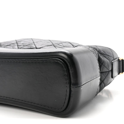 Aged Calfskin Quilted New Medium Gabrielle Hobo Black
