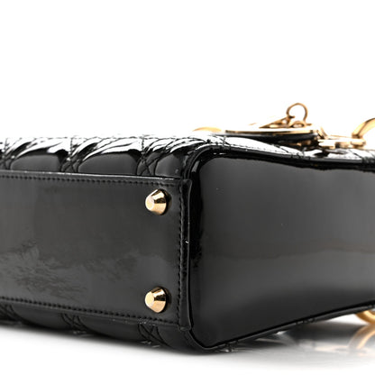 Patent Cannage Mini Lady Dior Black