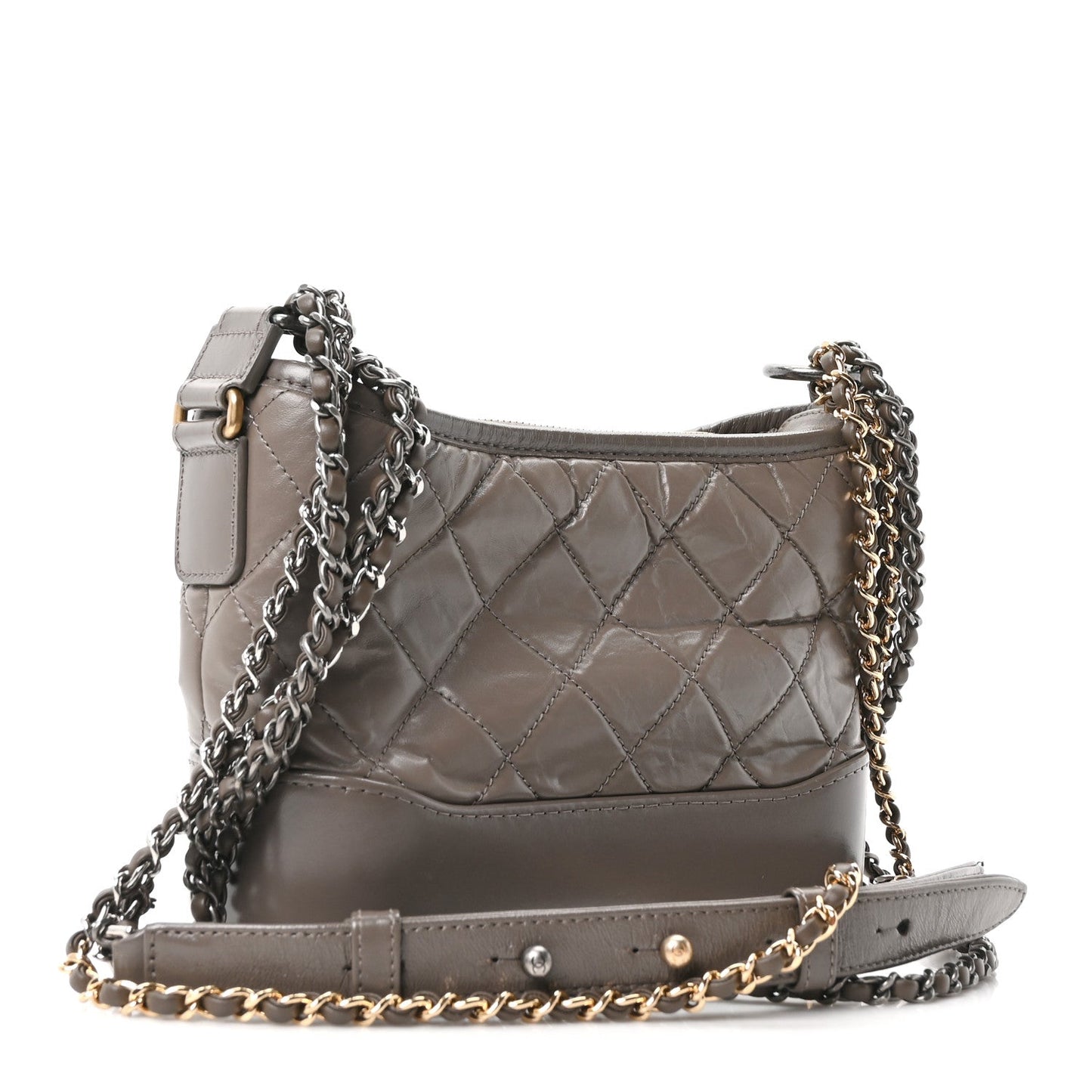 Aged Calfskin Quilted Small Gabrielle Hobo Grey