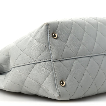 Caviar Quilted Shopping Tote Light Green