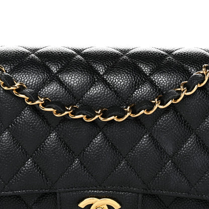 Caviar Quilted Medium Double Flap Black