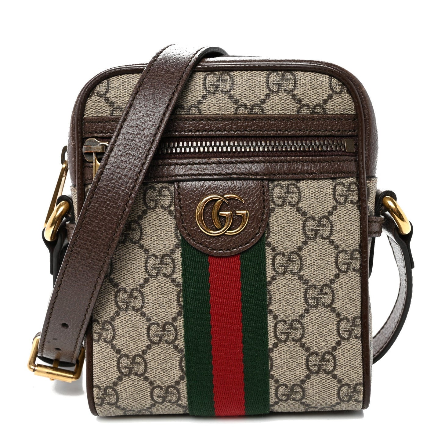 GG Supreme Monogram Web Mini Ophidia Messenger Brown