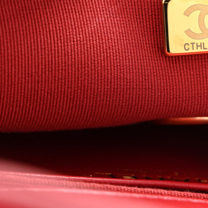 Calfskin Quilted Mini Charms Flap Red