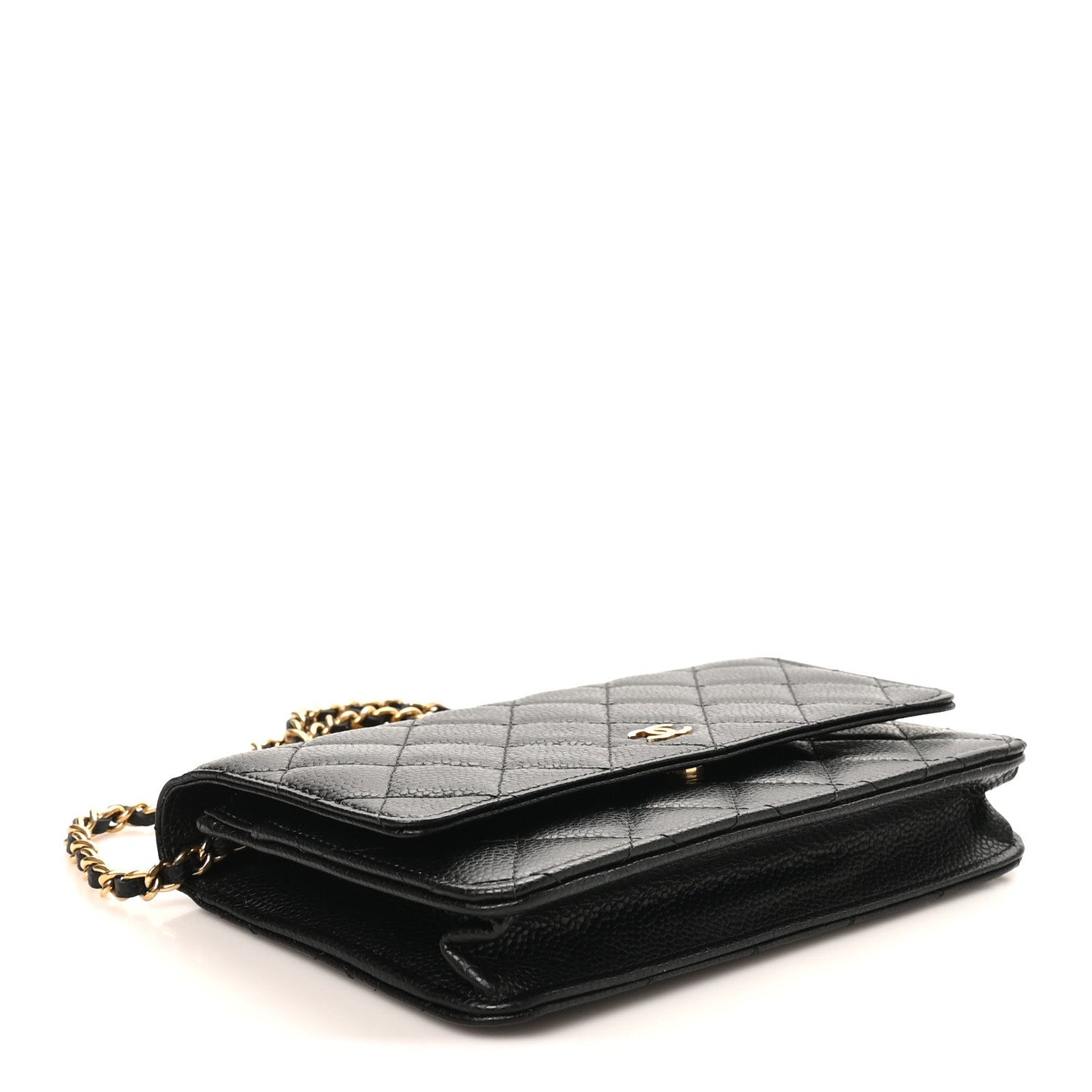 Caviar Quilted Wallet on Chain WOC Black