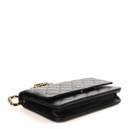 Caviar Quilted Wallet on Chain WOC Black