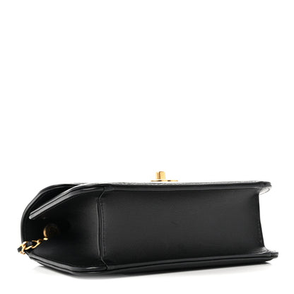 Lambskin Calfskin Mini Chocolate Bar Flap Bag Black