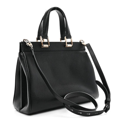 Grainy Calfskin Small Zumi Top Handle Bag Black