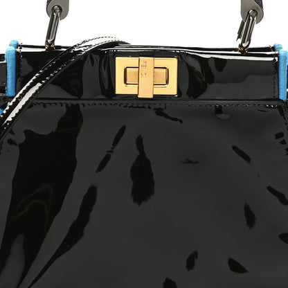 Patent Mini Plexi Handle Peekaboo Iconic Satchel Black Blue