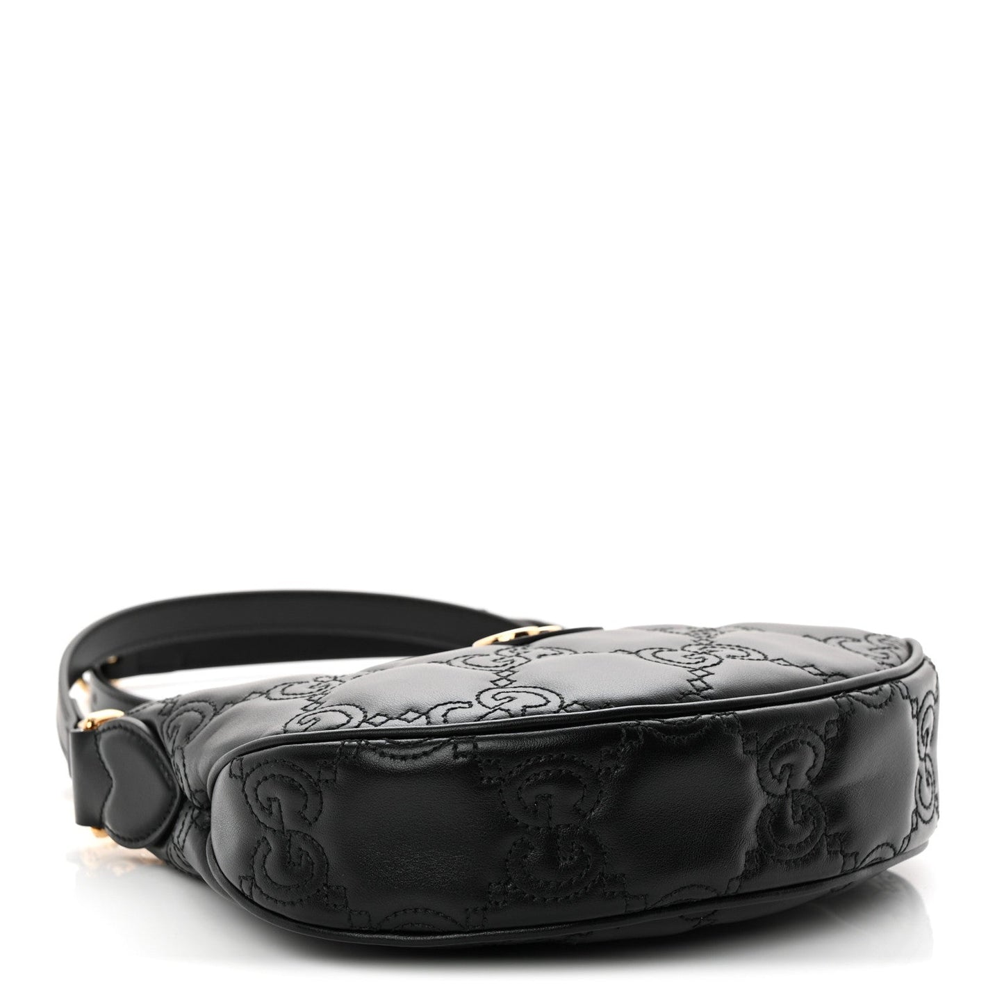 Calfskin GG Matelasse Mini Hobo Shoulder Bag Black