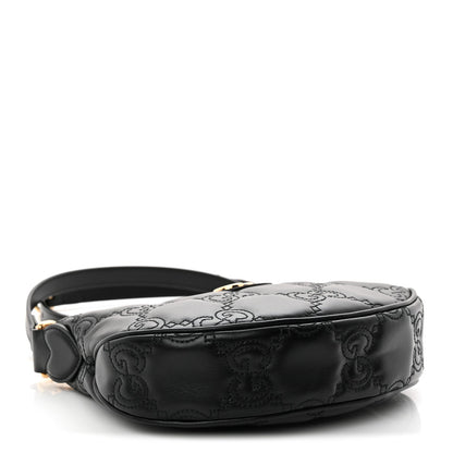 Calfskin GG Matelasse Mini Hobo Shoulder Bag Black