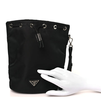 Re-Nylon Vela Drawstring Wristlet Pouch Black