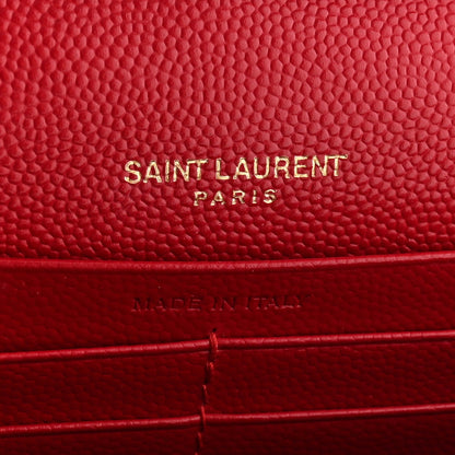 Grain De Poudre Matelasse Chevron Monogram Chain Wallet New Red