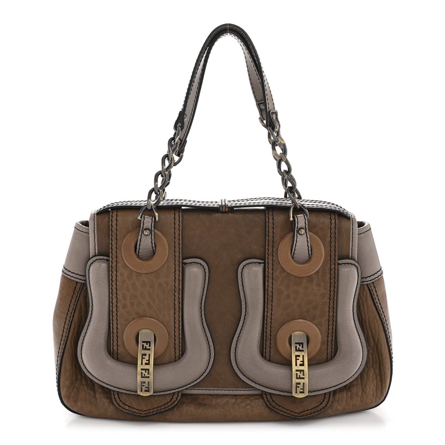 Calfskin B Bag Brown Grey