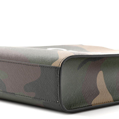 Canvas Calfskin Mini Vertical Cabas Khaki