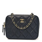 Lambskin Quilted Small Trendy CC Camera Case With Chain Navy
