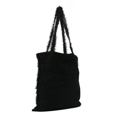 Tweed Resin Strass Large Robot Shopping Bag Black