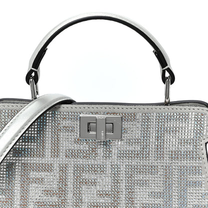 Iridescent Crystal Vitello Laminato Suede FF Petite Peekaboo I SEE U Satchel Cappuccino