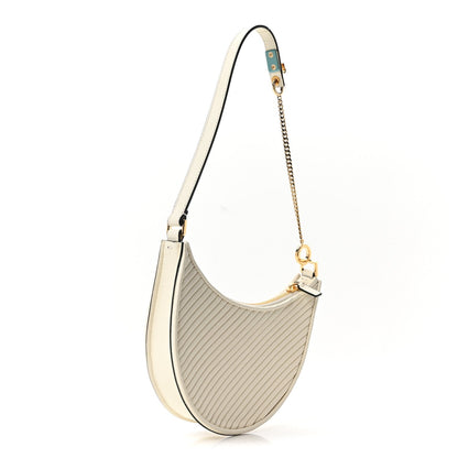 Calfskin Chevron Mini Vlogo Hobo Bag White