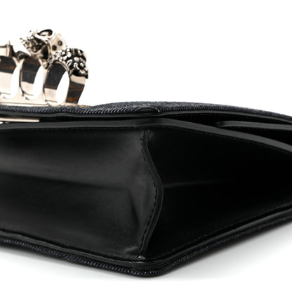 Denim Calfskin Small Slash Bag Blue Black