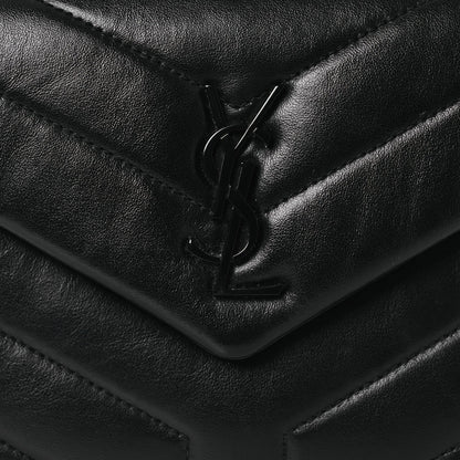 Calfskin Y Quilted Monogram Monochrome Toy Loulou Crossbody Bag Black