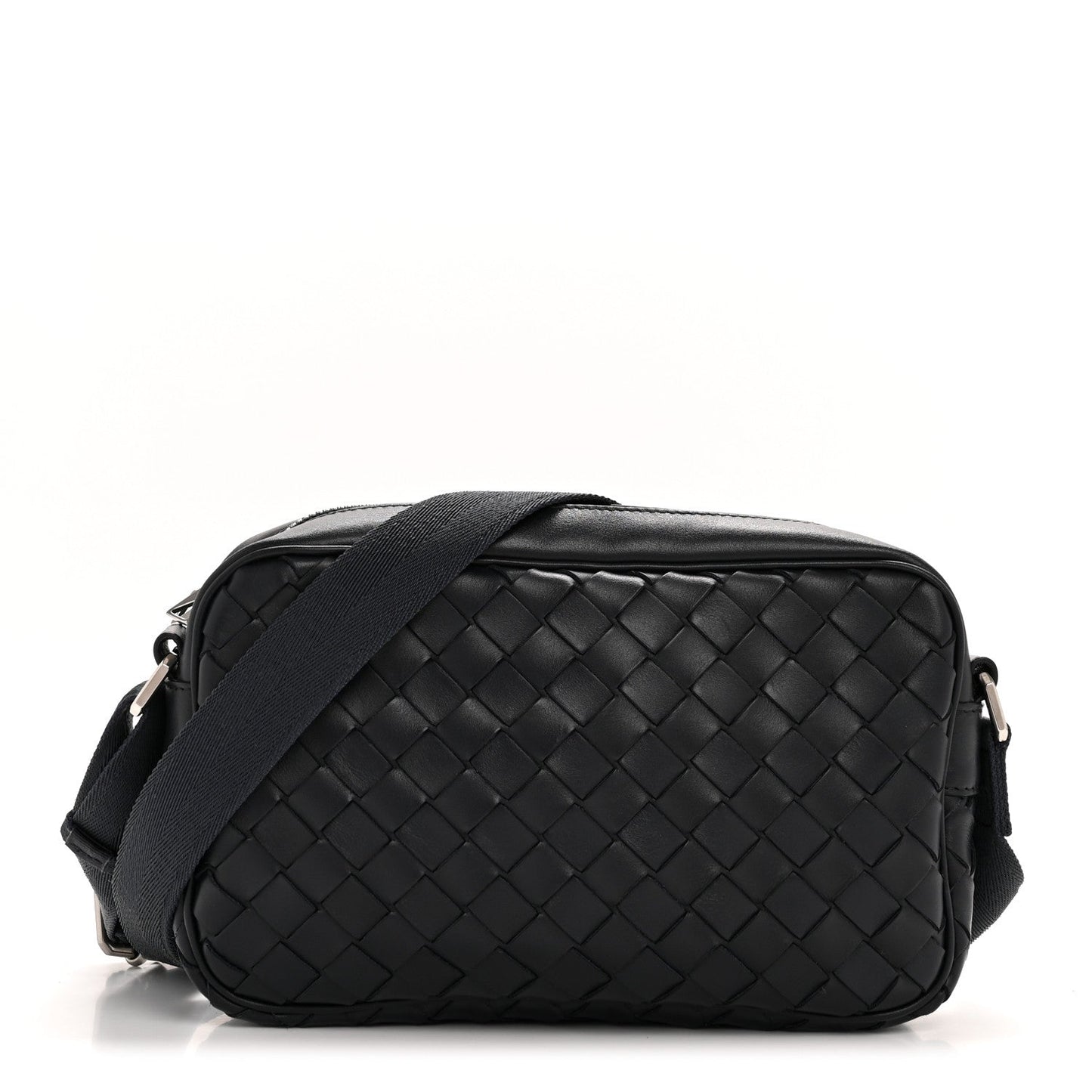 Calfskin Intrecciato Small Camera Bag Navy