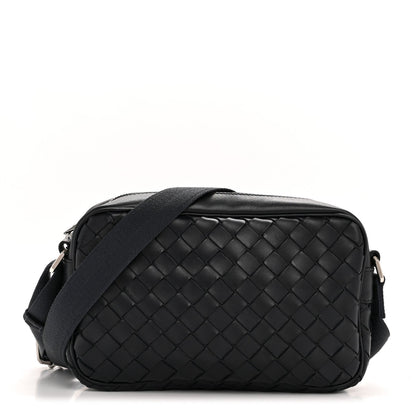 Calfskin Intrecciato Small Camera Bag Navy