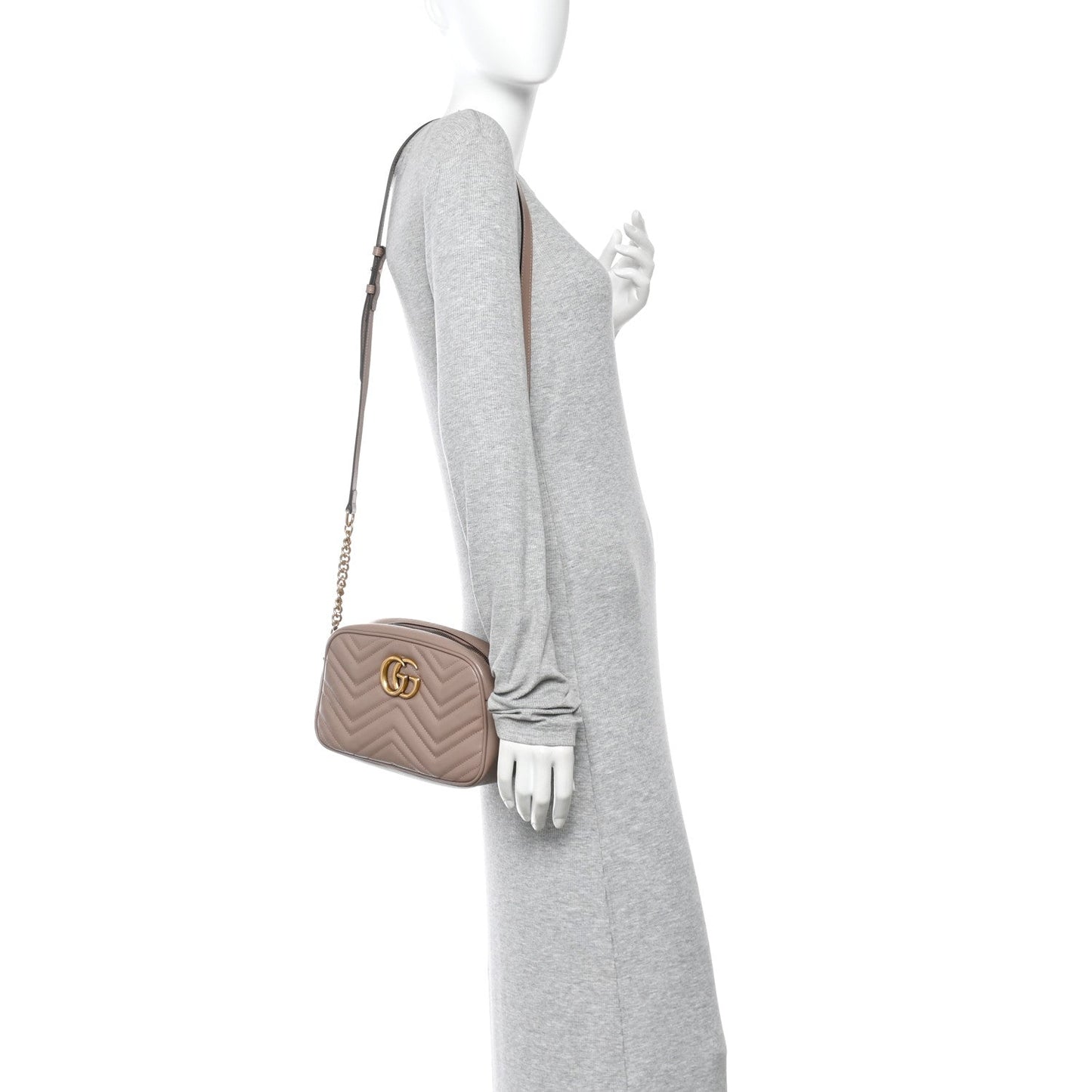 Calfskin Matelasse Small GG Marmont Chain Shoulder Bag Porcelain Rose