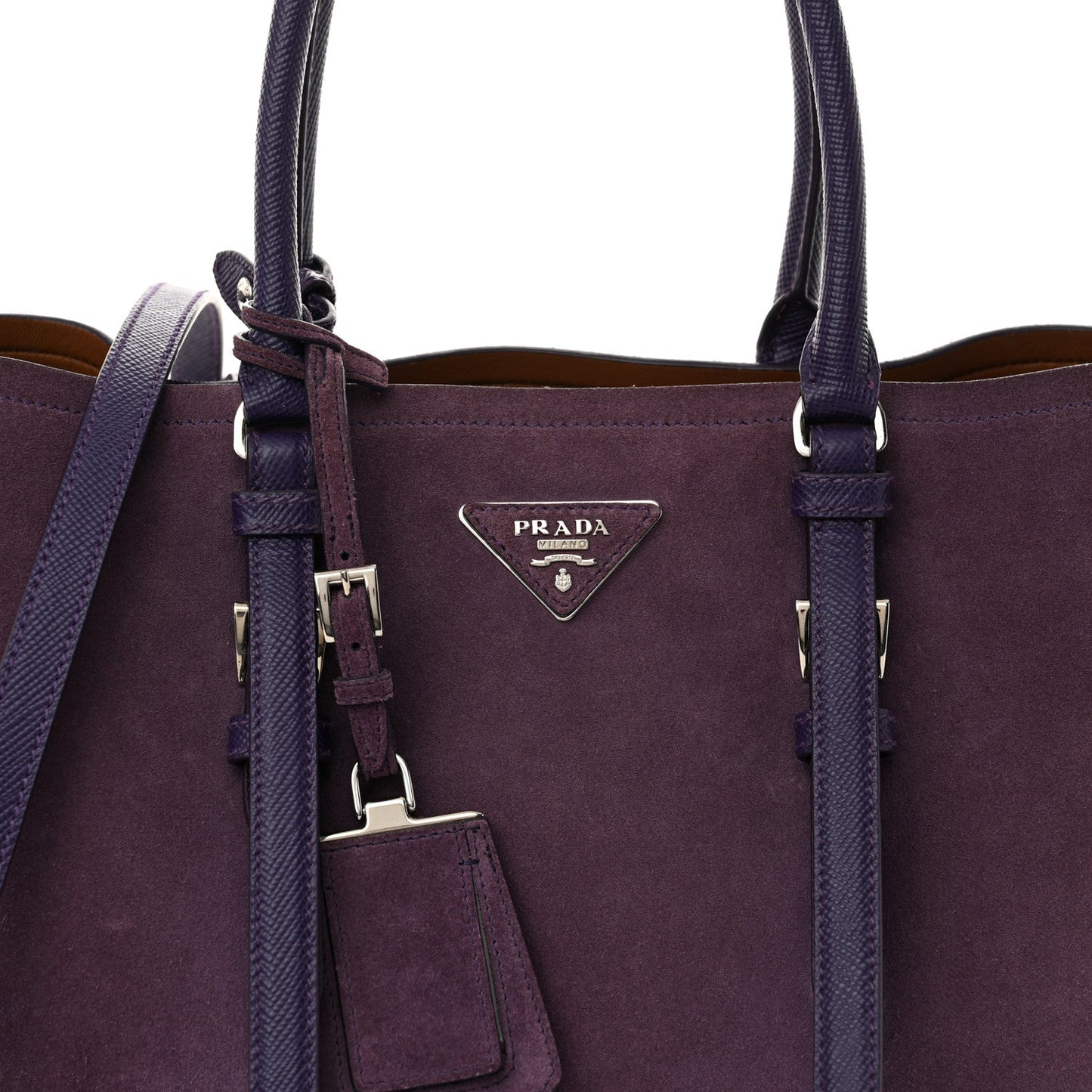 Scamosciato Suede Medium Double Handle Tote Uva Nocciolo