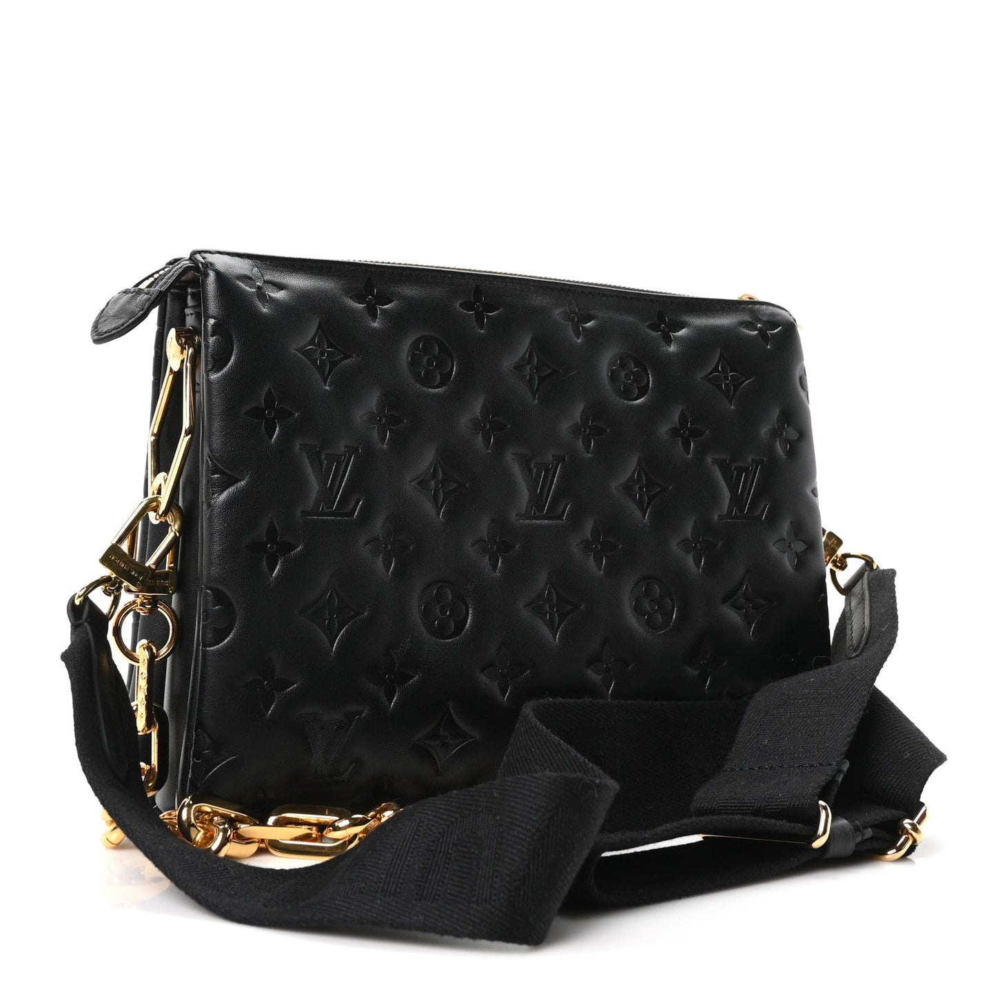 Lambskin Embossed Monogram Coussin PM Black