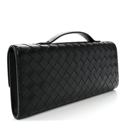 Nappa Intrecciato Long Andiamo Top Handle Clutch Black
