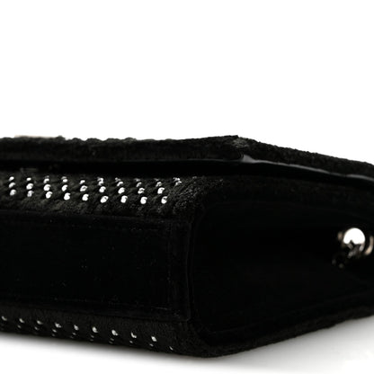 Velvet Crystal Studded Monogram Small Kate Satchel Black